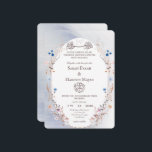 Convites Bismillah Blue & Gold Muslim Nikkah Card<br><div class="desc">Begin your blessed union in the name of Allah with this elegant floral Islamic wedding invitation. Featuring beautiful Arabic calligraphy of Bismillah Arrahman Arrahim, delicate blue and soft blush florals, and a graceful arch design, this invitation blends faith, romance, and timeless sophistication. Perfect for Nikkah ceremonies, Muslim weddings, and faith-centered...</div>