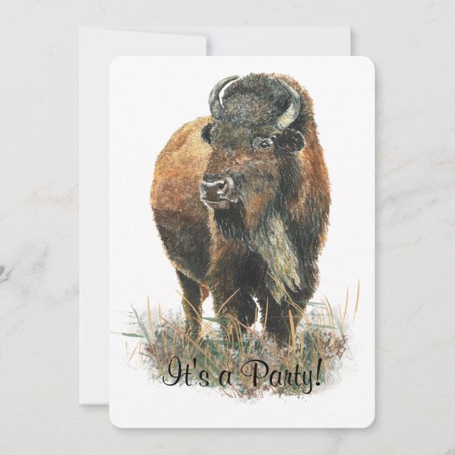 Convites Bison Buffalo Party Convide para Personalizar (Frente)