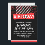 Convites Black 18th aniversários Men Party Red<br><div class="desc">Black 18th aniversários Men Party Red</div>