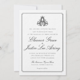 Convites Black "A" Monogram Wedding Invitation
