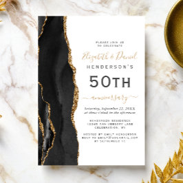 Convites Black Agate Black Gold 50th Anniversary