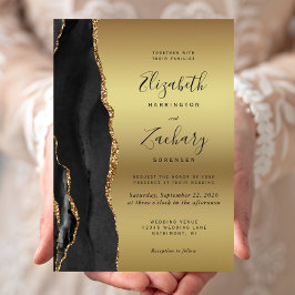 Convites Black Agate Gold Ombre Wedding