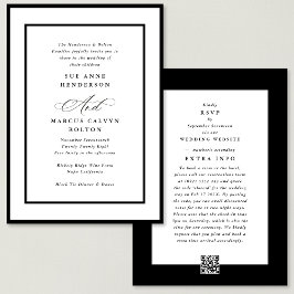 Convites Black Ampersand all in one RSVP DETAILS Wedding