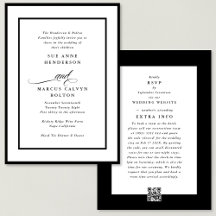 Black Ampersand all in one RSVP DETAILS Wedding