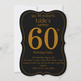 Convites Black and Gold 60th Birthday Party Invitation