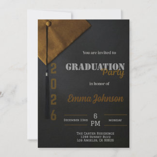 Convites Black and Gold Class of 2026 Graduation invitation