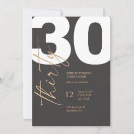Convites Black and Gold Elegant 30th Birthday