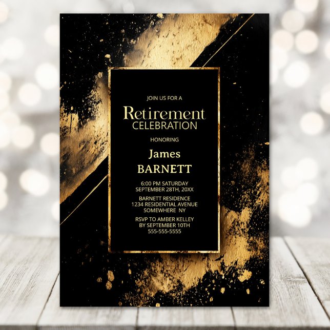 Convites Black and Gold Retirement Party (Criador carregado)