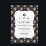 Convites Black and Orange Gem Faux Leather Bat Mitzvah<br><div class="desc">O convidado do morcego de gema preto e laranja mitzvah foi projetado para ser rápida e facilmente personalizado de acordo com as especificações do seu evento.</div>