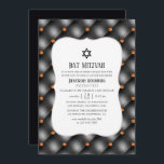 Convites Black and Orange Gem Faux Leather Bat Mitzvah<br><div class="desc">O convidado do morcego de gema preto e laranja mitzvah foi projetado para ser rápida e facilmente personalizado de acordo com as especificações do seu evento.</div>