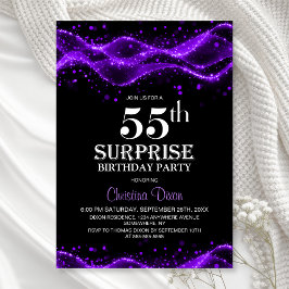 Convites Black and Purple Surprise 55th Birthday Party
