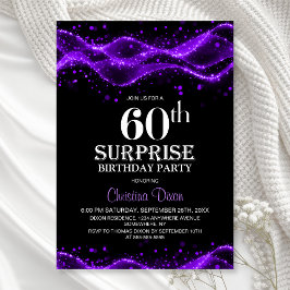 Convites Black and Purple Surprise 60th Birthday Party