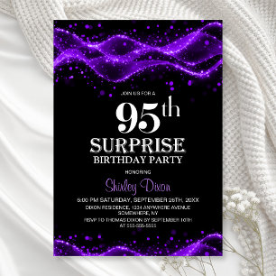 Convites Black and Purple Surprise 95th Festa de aniversári