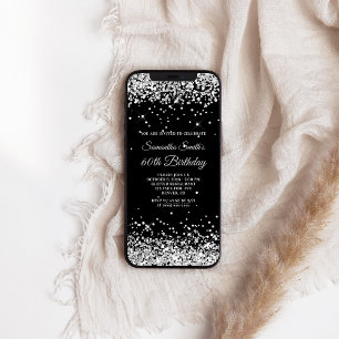 Convites Black and Silver Glitter 60º aniversário