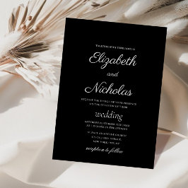 Convites black and white classic calligraphy wedding