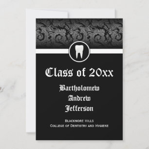 Convites Black and White Dental School Graduation 5x7