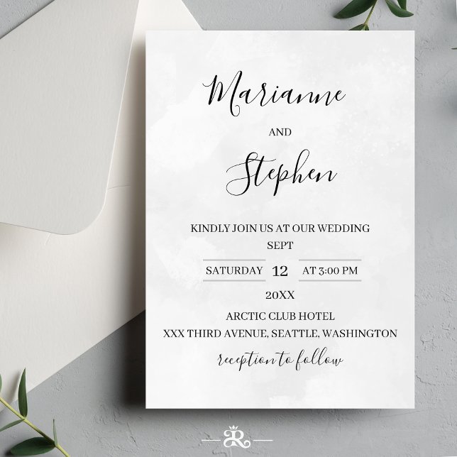 Convites Black and White Elegant Minimalist Invitation (Criador carregado)
