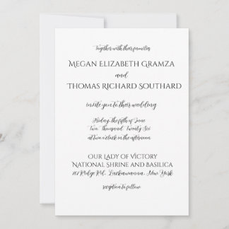 Convites Black and White Elegant Simplicity Wedding Invite