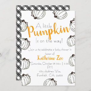 Convites Black and white fall pumpkin baby shower invite