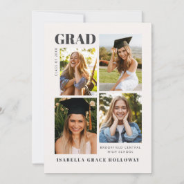 Convites Black and White Grad Announcement With Photos