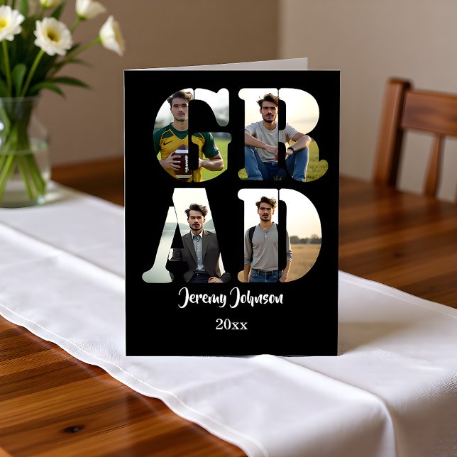 Convites Black and White GRAD Photo Announcement (Criador carregado)