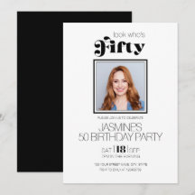Black And White Modern Elegant Photo 50 Birthday
