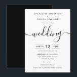 Convites Black and White Modern Script Wedding<br><div class="desc">Invite your family and friends to your wedding with these elegant wedding invitations featuring a modern script font. Matching items available.</div>