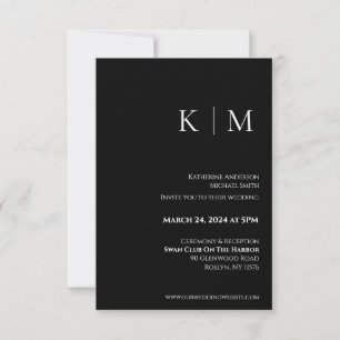 Convites Black and White-Monograma-Casamento-