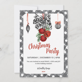 Convites Black and White Noël Christmas Invitation