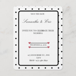 Convites Black and White Polka dots wedding Invitation