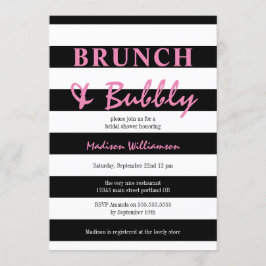 Convites Black and White Strike com Brunch e Bubble Rosa