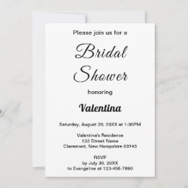 Convites Black and White Typography Bridal Shower
