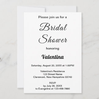 Convites Black and White Typography Bridal Shower