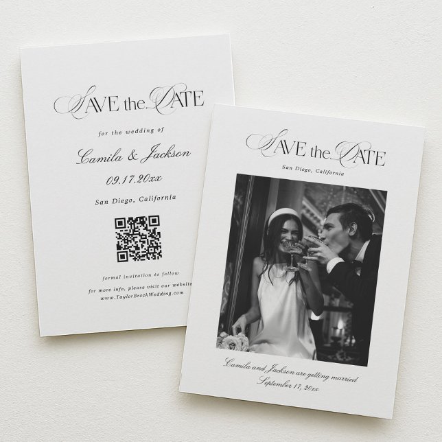 Convites Black and White Wedding Save the Date (Criador carregado)