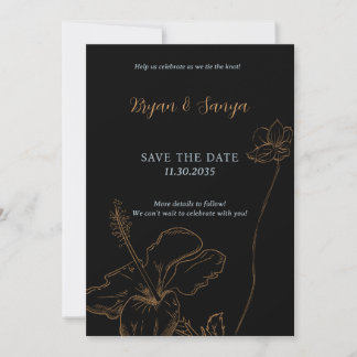 Convites Black and Yellow Sketch Save the Date Invitation