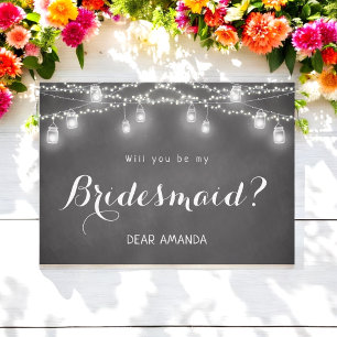 Convites Black Be My Bridesmaid Mason Jar Chalkboard