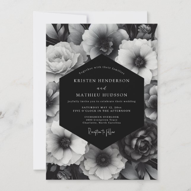 Convites Black Bloom Opulent Wedding (Frente)