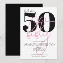 Black Blush Rosa Moderno Elegante 50 Aniversário 