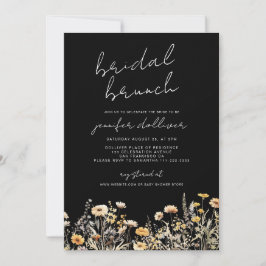 Convites Black Boho Wildflower Elegant Chá de panela Brunch