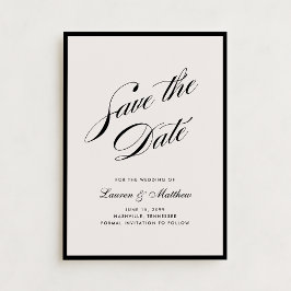 Convites Black Border Ivory Modern Save the Date