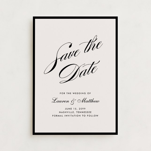 Convites Black Border Ivory Modern Save the Date (Criador carregado)