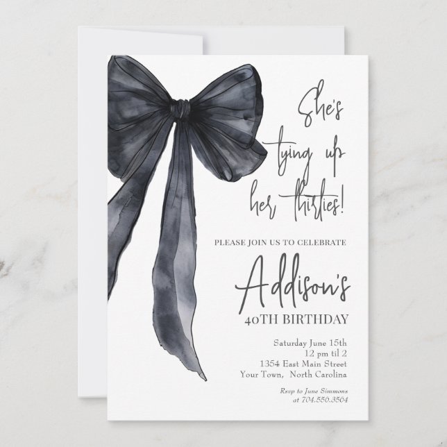 Convites black bow 30th Birthday Party Invitation (Frente)
