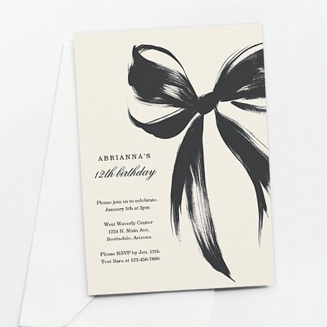 Convites Black Bow Coquette Birthday Invitation (Criador carregado)