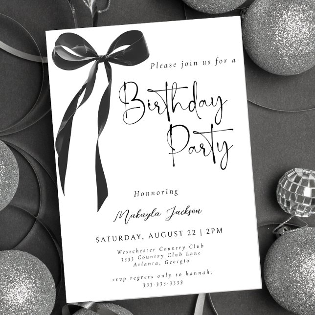 Convites Black Bow Coquette Party Birthday Invitation (Criador carregado)