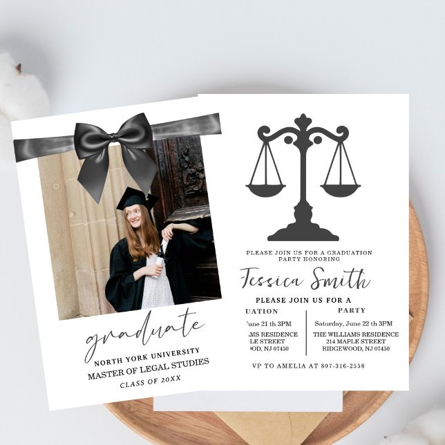 Convites Black Bow Law University Graduation Party  (Criador carregado)