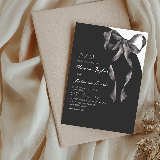 Convites  Black Bow Modern and Classic Wedding (Criador carregado)