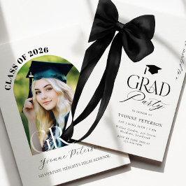 Convites Black Bow Photo Graduation Invitation