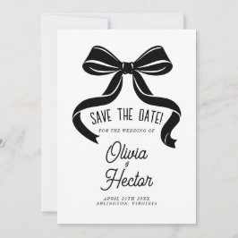 Convites Black Bow Save the Date Casamento Moderno