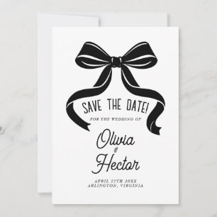 Convites Black Bow Save the Date Casamento Moderno