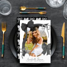Black Bows Photo Graduation Announcement